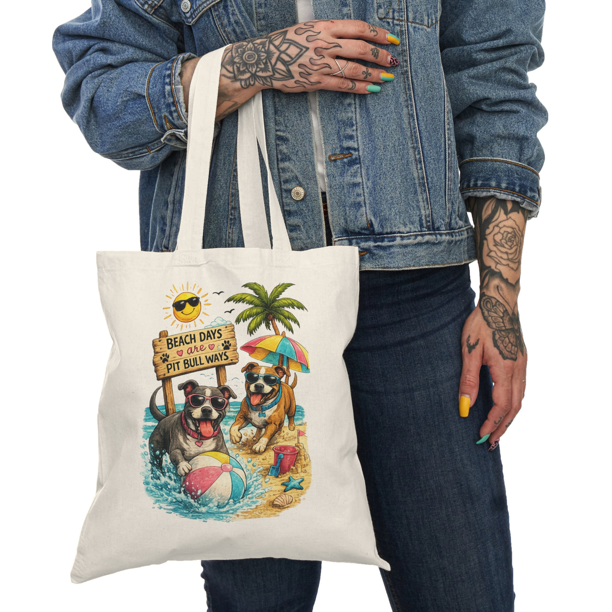 Beach Days Pit Bull Tote Bag – Cute Summer Dog Beach Tote